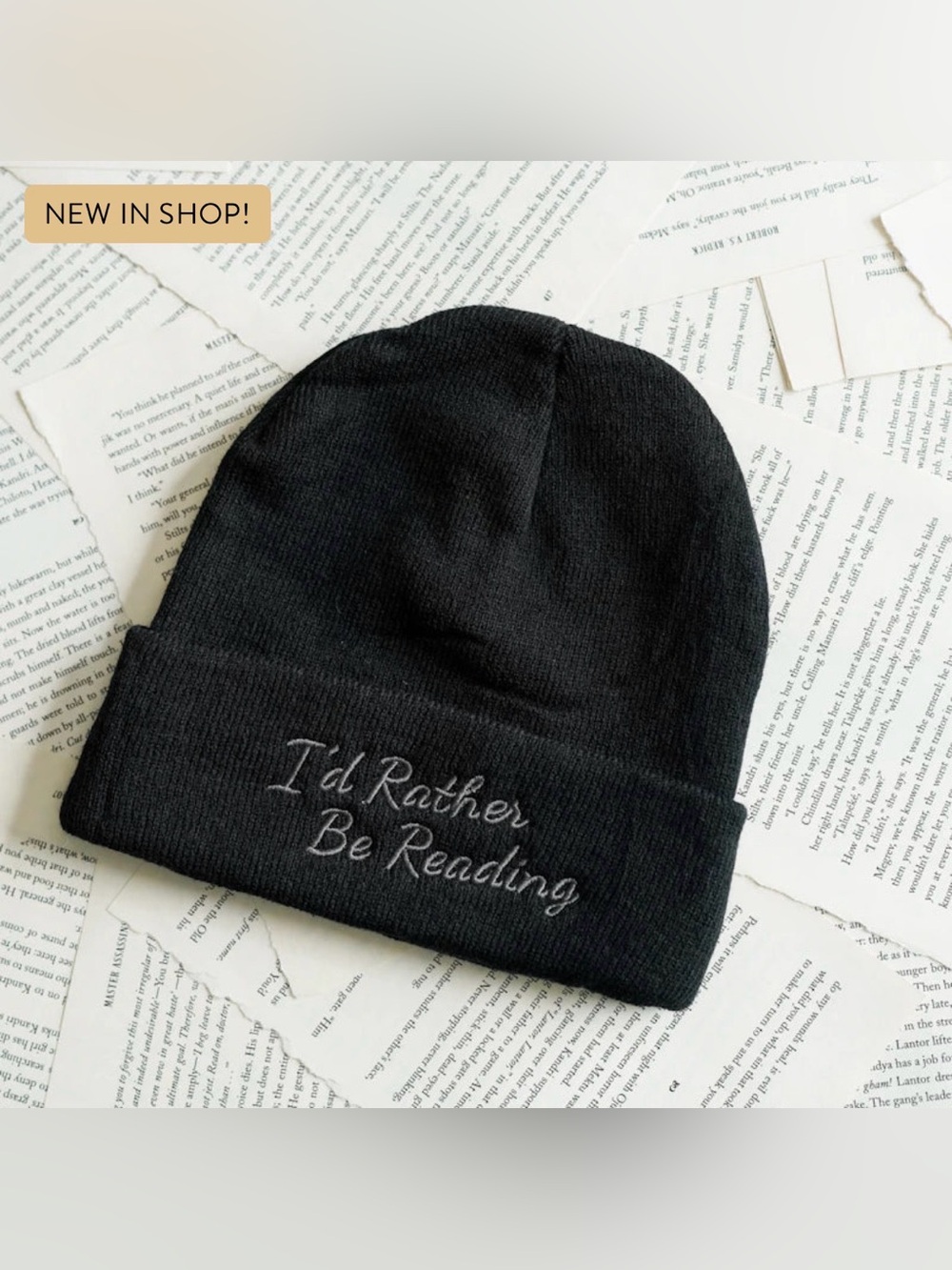Litjoy I’d Rather Be Reading Bookish Black Beanie